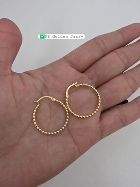 18K Real Gold Bubble Hoop 23mm